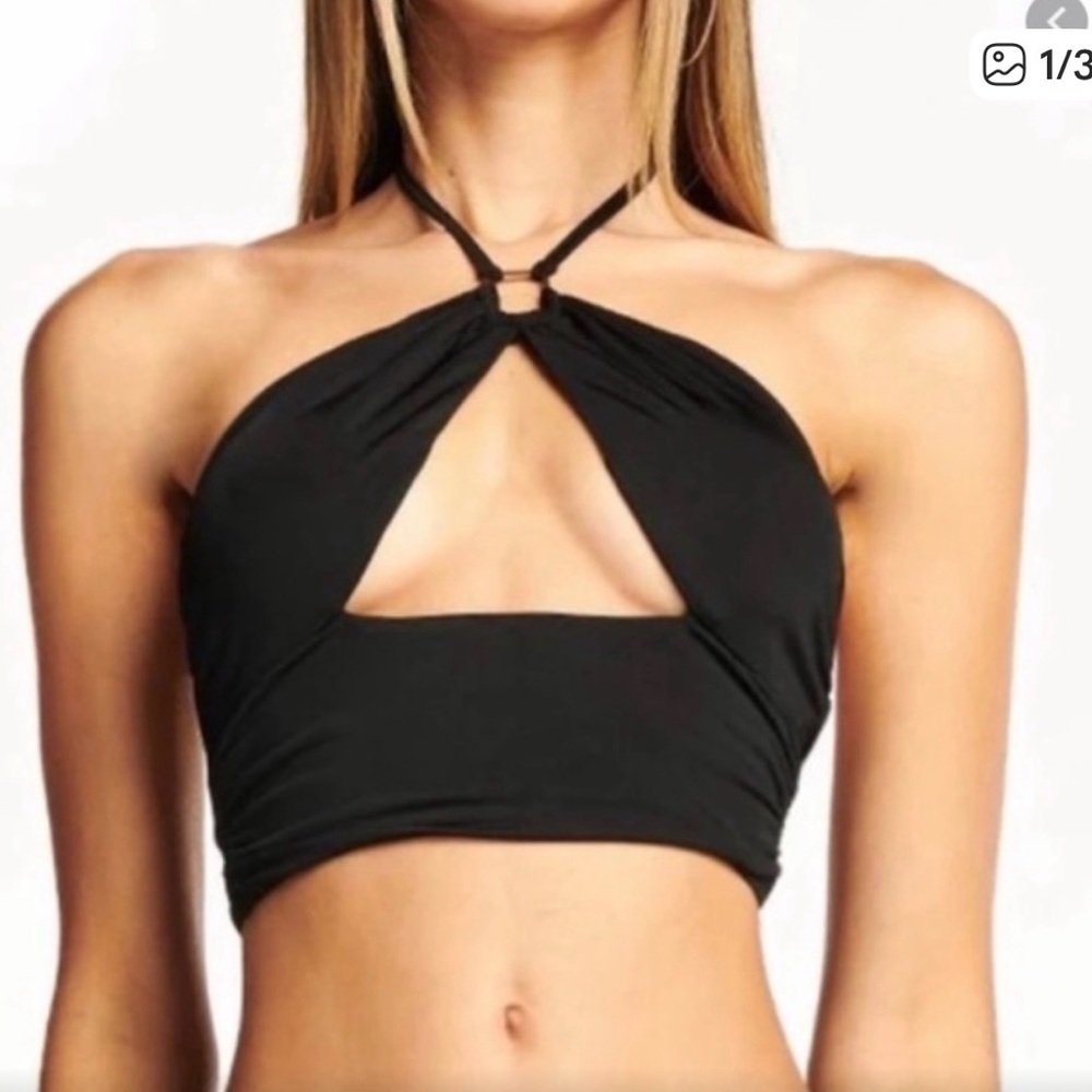 I.AM.GIA Black Estel Cutout Halter Neck Crop Top Size XS